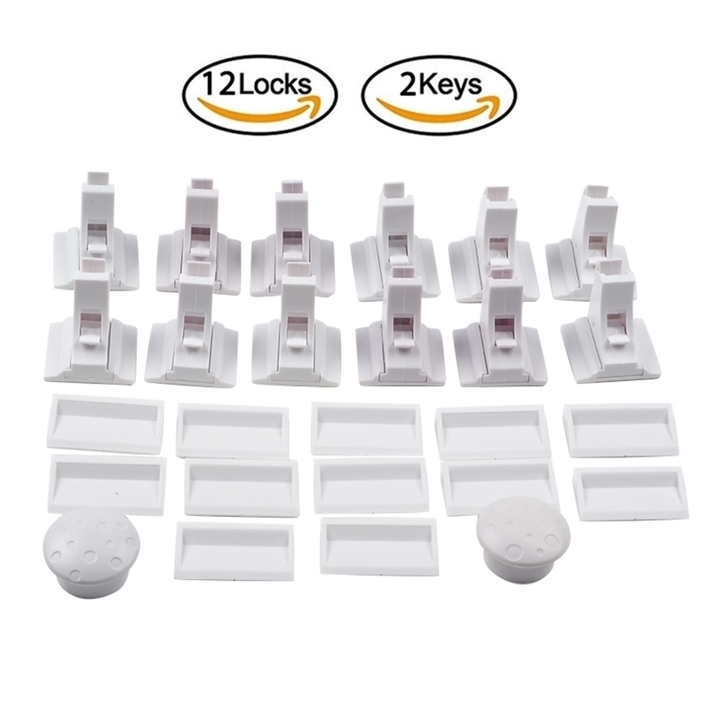 Baby Locks Latches 12 Pcs child protection Magnetic Lock Safety Door Striker blockers Commonly Used Cabinet Drawer Household Rooms 220830