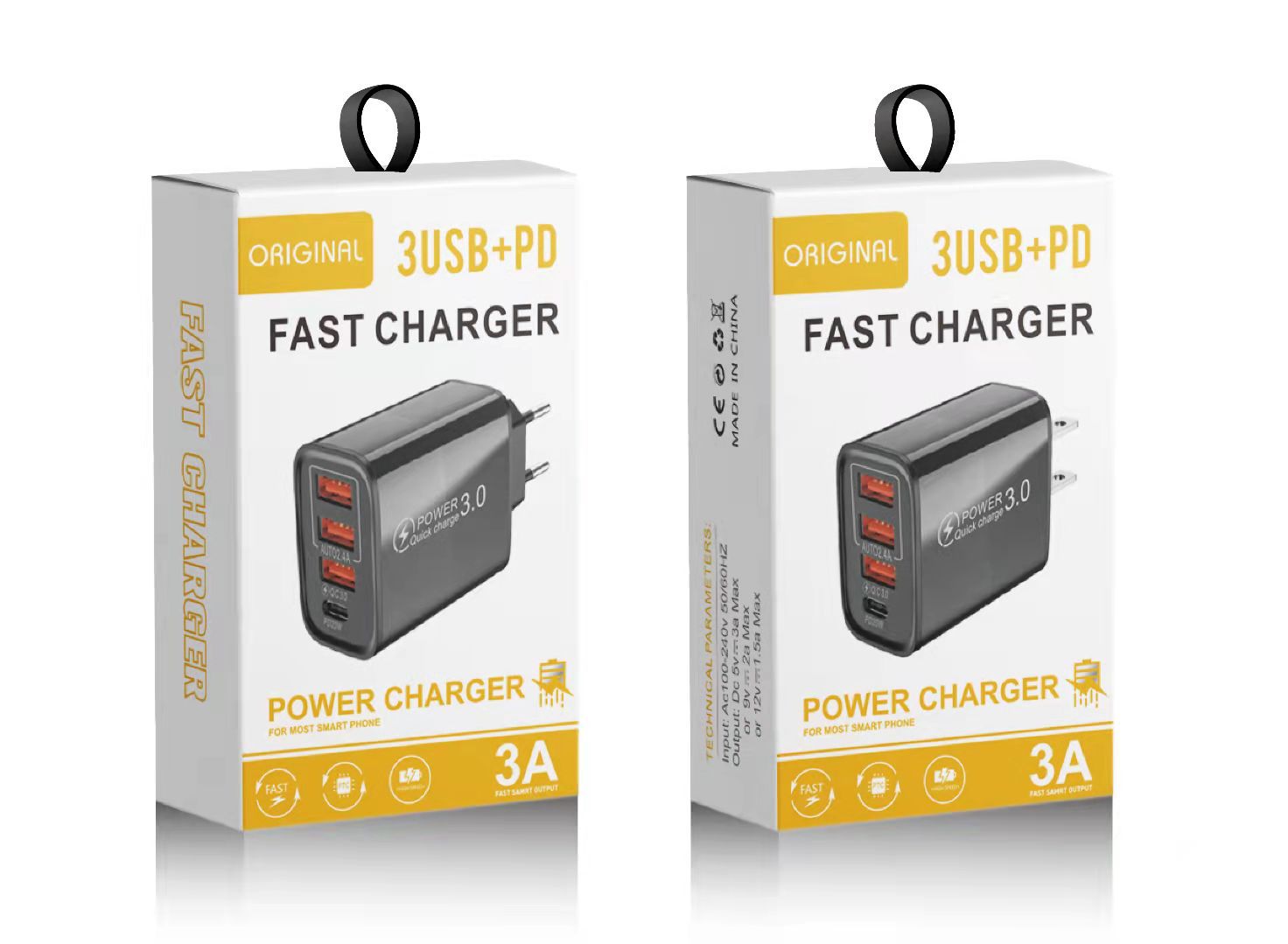 Quick Charge 3.0 USB C Fast Chargers PD 20W Power 3USB PD Home Wall Charging Type C Adapter for IPhone 13 Pro Max Samsung