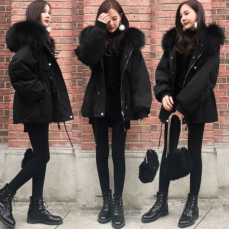 Womens Down Parkas Warm Winter Coat Hooded Short Zip Thicken Puffer Jacket Quilted Parka With Fur Trimmed Hood Autumn 220902