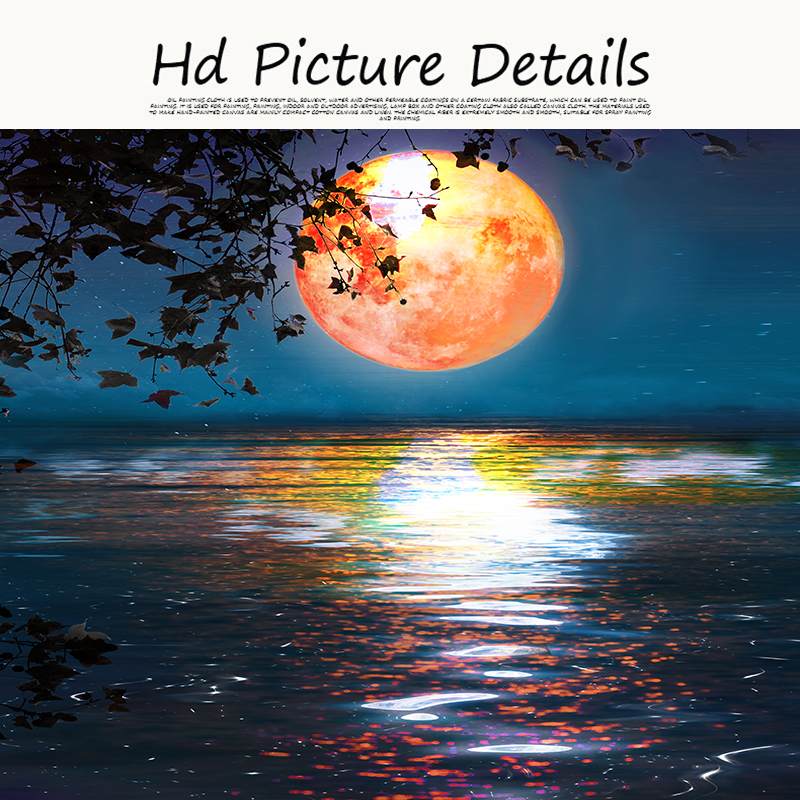 Abstract Sunset River Trees Moon Painting Modern Canvas Posters And Prints Wall Art Picture For Living Room Bedroom Decoration