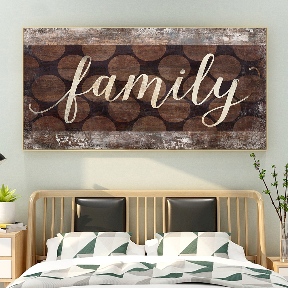 Canvas Painting Wall Art Picture Posters And Prints For Living Room Home DecorAbstract Letters Blessed Family Nordic Letters