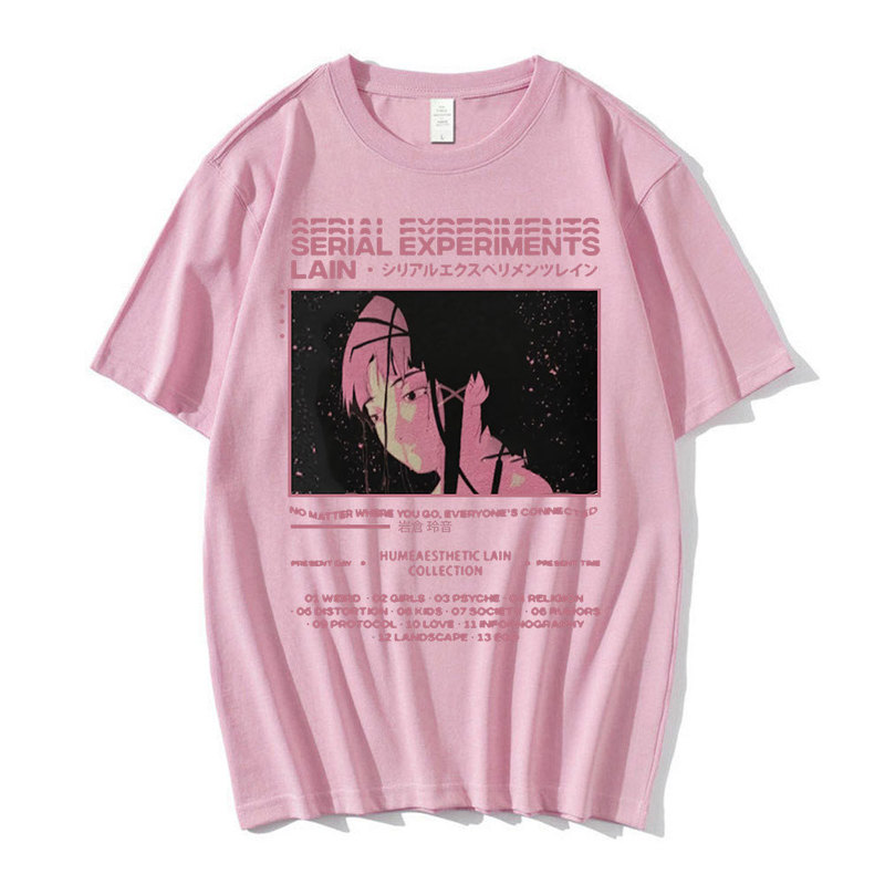 Men's T Shirts Anime Serial Experiments Lain Oversized T-Shirt Men Graphic T Shirts Unisex Iwakura Manga Girl Sci Fi Short Sleeve Tee Shirt 22090