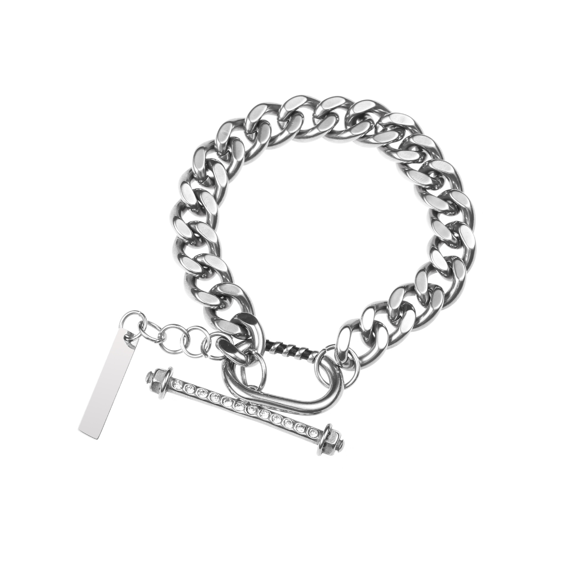 Pendant Necklaces and Charm Bracelets Cuban titanium steel hip hop niche full drilled clavicle chain