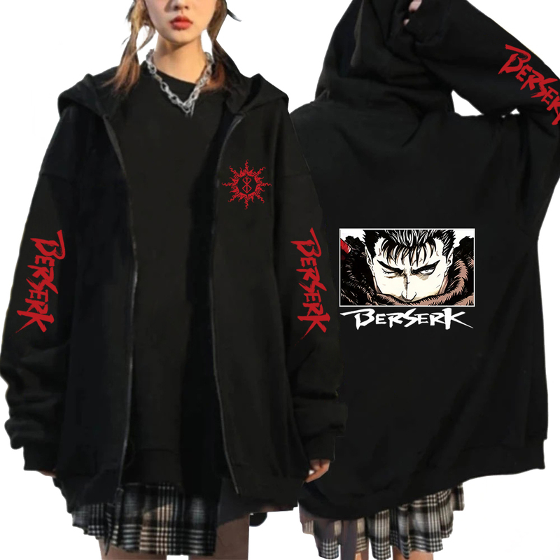 Men's Hoodies Sweatshirts Autumn Winter Zip Coat Hoodie Fashion Sweatshirt Harajuku Anime Berserk Cool Loog Sleeve Men Women Jackets Clothes Hara