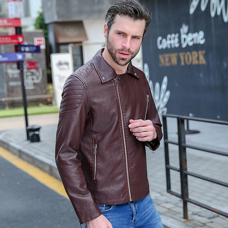 Men's Leather Faux zipper Jackets Men Fashion Casual Man Slim Motorcycle PU Mens Plush Moto man 220905