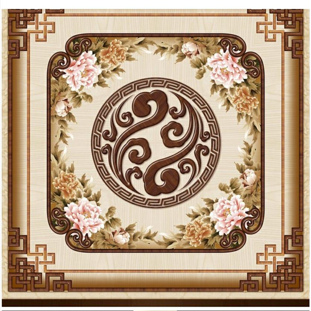 Custom 3d ceiling living room ceiling wallpaper Chinese style three-dimensional bedroom seamless mural