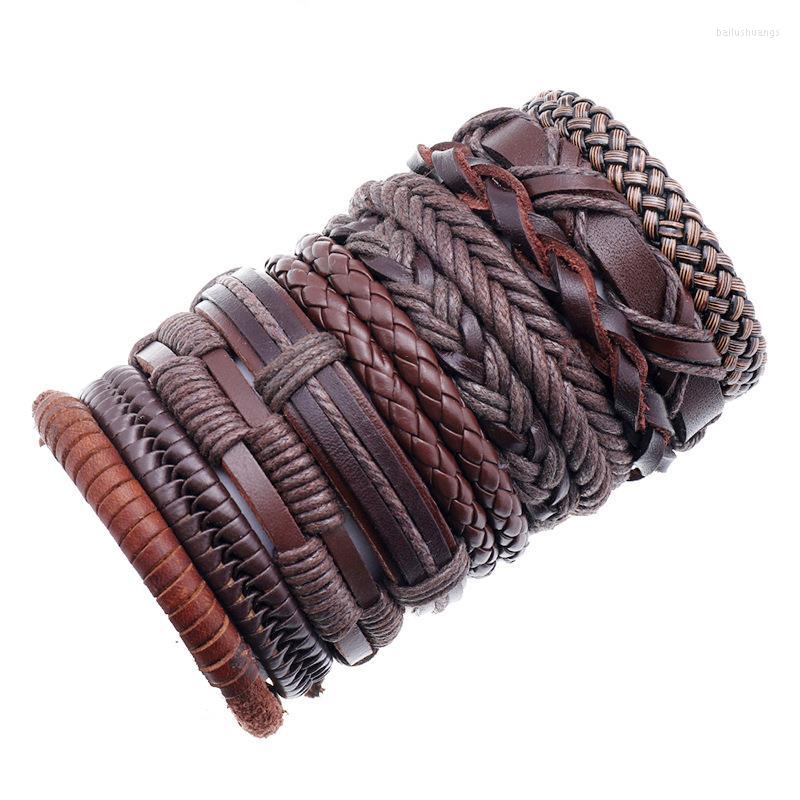 Charm Bracelets 10pcs/set Multi-layer Vintage Leather Bracelet Punk Style One Set Men's Bangles Wristbands Male Jewellery Gift
Charm Bracelets 10pcs/set Multi-layer Vintage Leather Bracelet Punk Style One Set Men's Bangles Wristbands Male Jewellery Gift