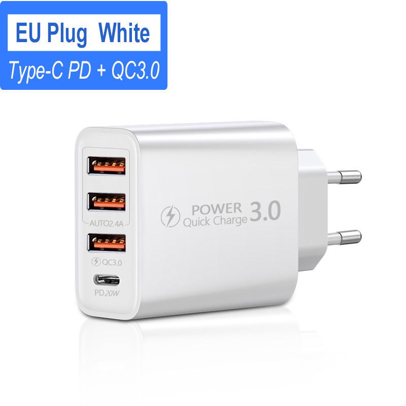 Quick Charge 3.0 USB C Fast Chargers PD 20W Power 3USB PD Home Wall Charging Type C Adapter for IPhone 13 Pro Max Samsung