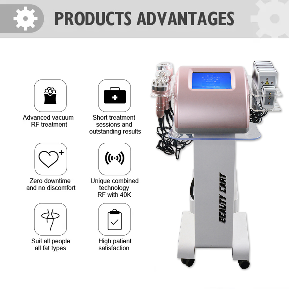 80k Cavitation RF Vacuum Diode Laser Lipolaser Slimming Machine - Ultrasonic Liposuction & Cellulite Reduction with Radio Frequency for Body Contourin