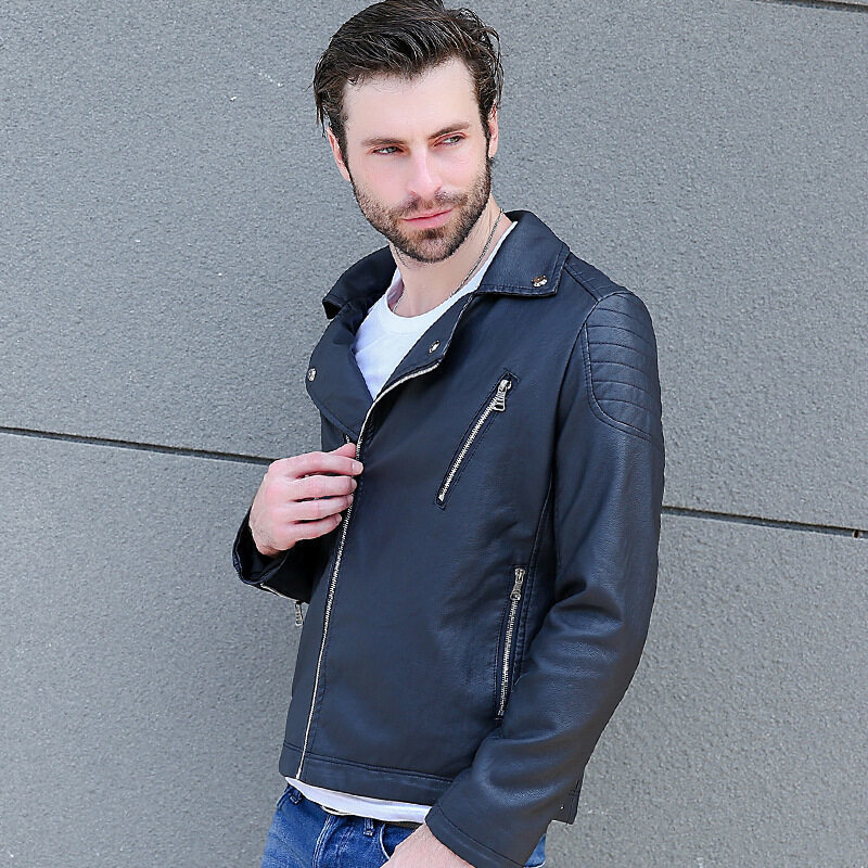 Men's Leather Faux zipper Jackets Men Fashion Casual Man Slim Motorcycle PU Mens Plush Moto man 220905