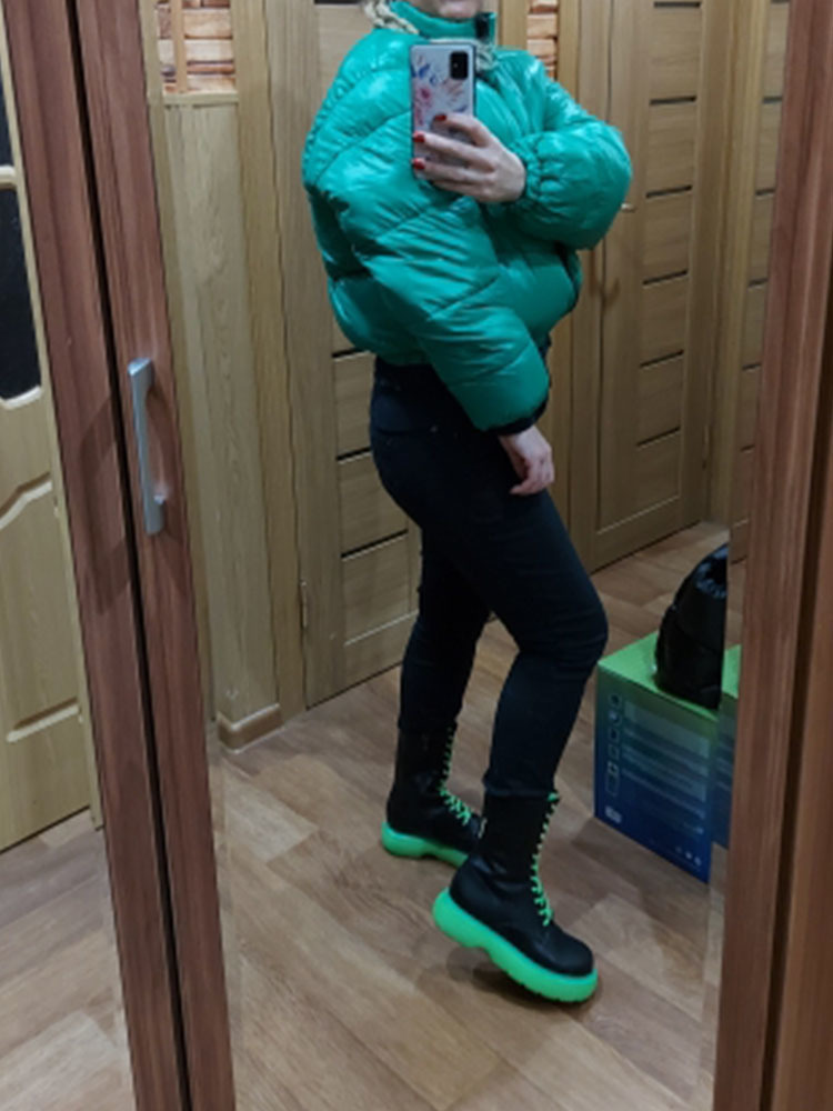 Womens Down Parkas Arrival Womens Fall Winter Warm Thicken Chic Green Parkas Casual Stand Collar Long Sleeve Solid Parka Coat 220902wtt