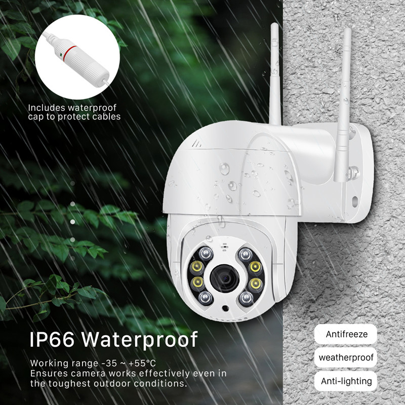 2MP 1080P PTZ WiFi Camera Motion Two Voice Alert Human Detection Outdoor IP Camera Audio IR Night Vision Video CCTV Surveillan