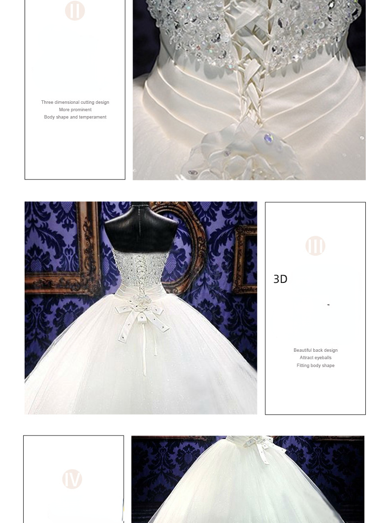 Ball Wedding Dresses Beaded Embroidery Bridal Princess Gown 403