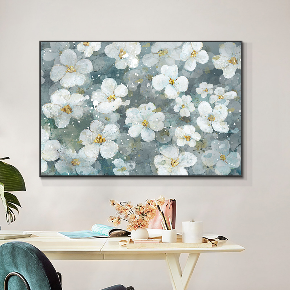 Canvas Painting Abstract White Flowers Oil Modern Nordic Plant Posters And Prints Wall Art Picture For Living Room Home Decor