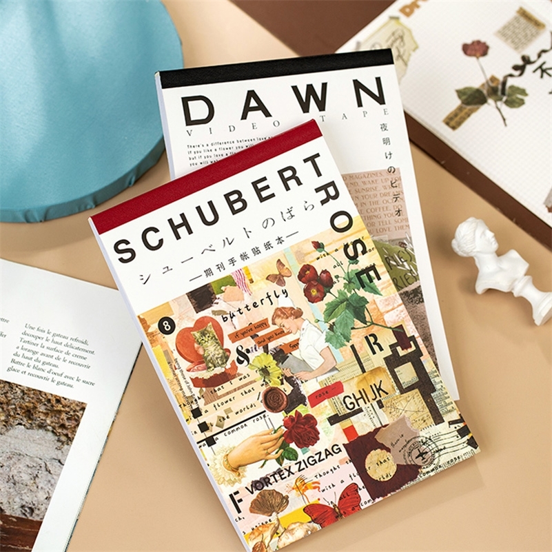 Adhesive Stickers Yoofun 50sheets Magazine Sticker Book Washi Paper Journal DIY Material Decoration Stickers Memo Pad Scrapbooking Ins Stationery 2209