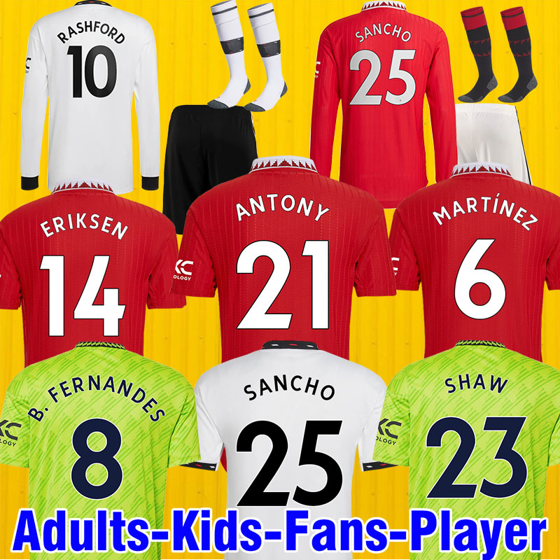 22 23 MANS UTDS soccer jersey long sleeve ERIKSON SANCHO GREENWOOD RASHFORD football shirts 2022 2023 men kids kits manchester utds B.FERNANDES jersey 99006 jersey, Away player epl
22 23 MANS UTDS soccer jersey long sleeve ERIKSON SANCHO GREENWOOD RASHFORD football shirts 2022 2023 men kids kits manchester utds B.FERNANDES jersey 99006 jersey, Away player epl
