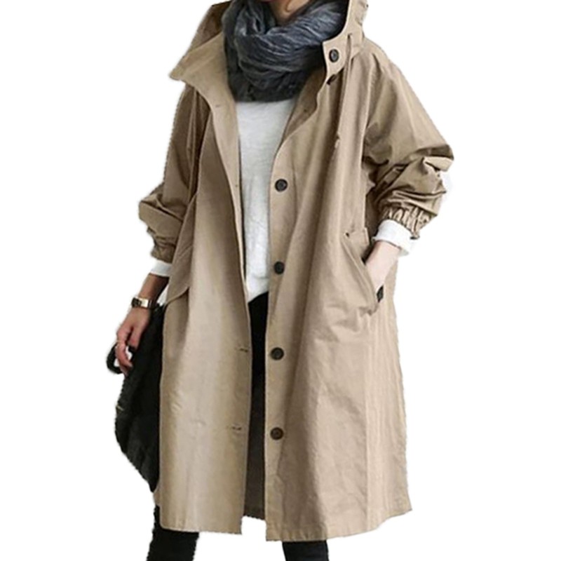Women's Trench Coats Long Female Autumn Sleeve Top Solid Pocket Casual Women Clothing Loose England Style Jacke 220905