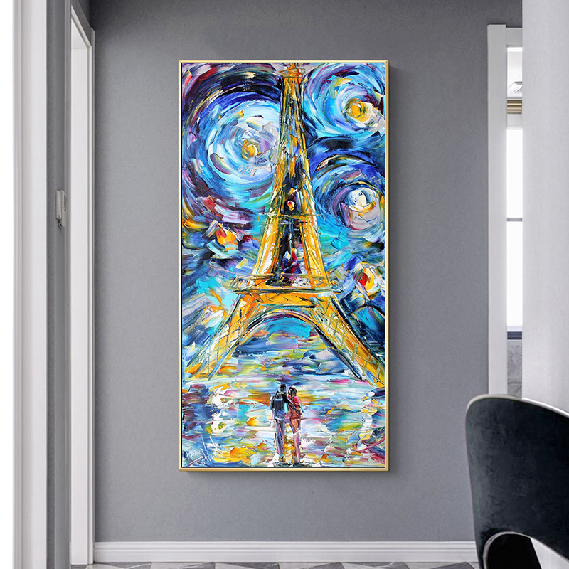 Canvas Painting Tower Of Paris Van Gogh Starry Night Oil on Art Cuadro Posters Nordic Wall Picture for Living Room