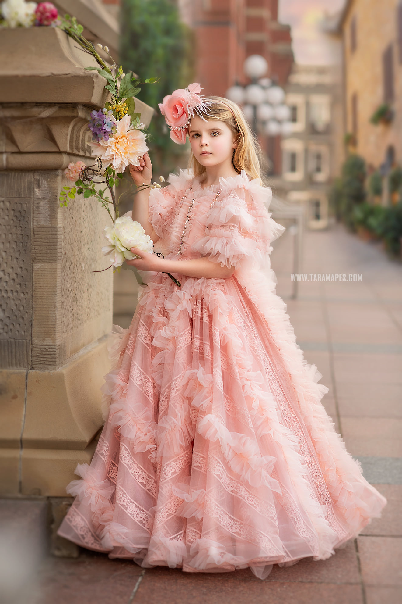 Boho Pink Ruffles Flower Girl Dresses For Wedding Lace Long Paty Birthday Pageant Gowns For Photoshoot First Communion Dress