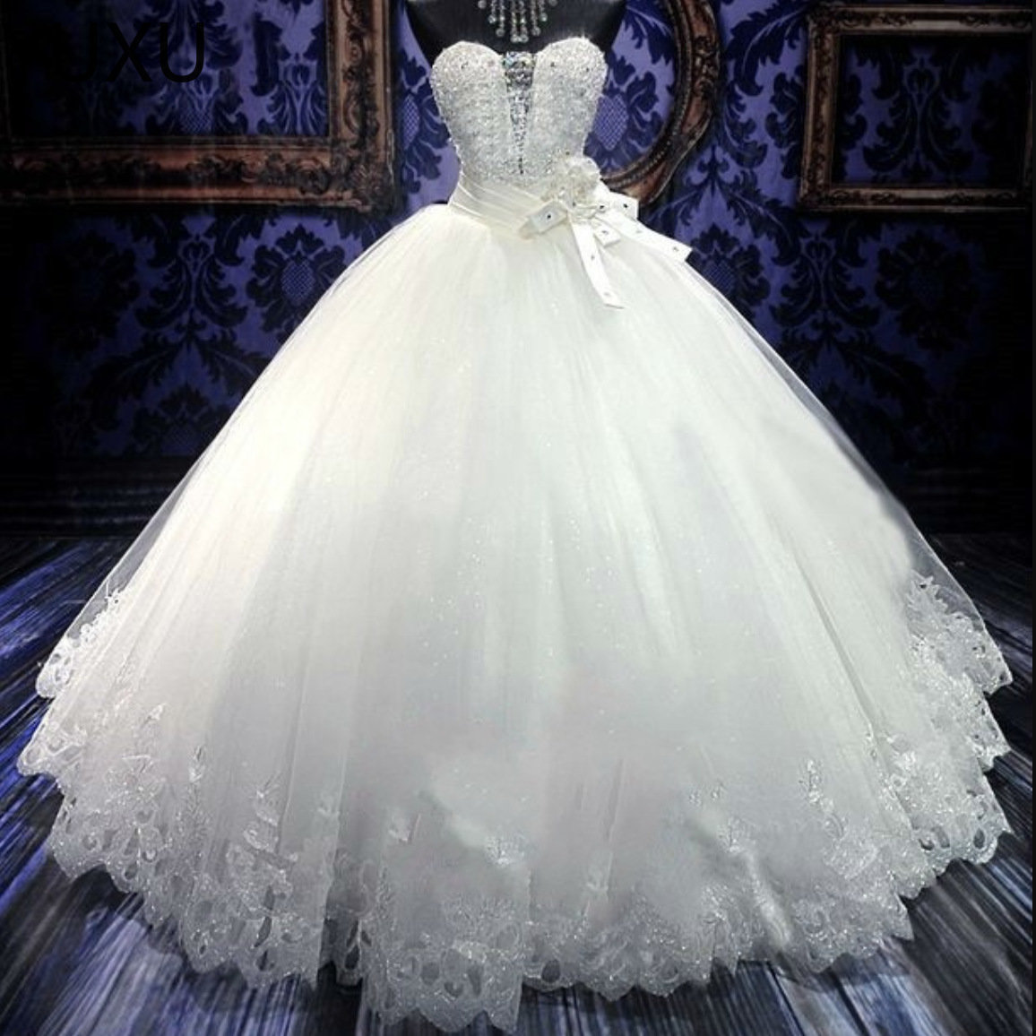 Ball Wedding Dresses Beaded Embroidery Bridal Princess Gown 403