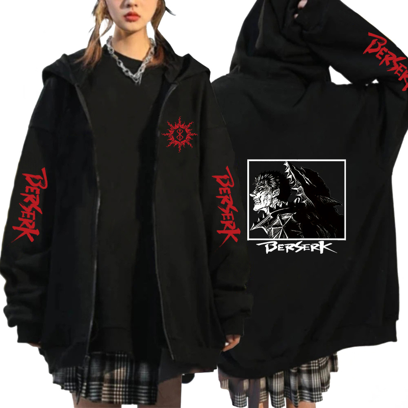 Men's Hoodies Sweatshirts Autumn Winter Zip Coat Hoodie Fashion Sweatshirt Harajuku Anime Berserk Cool Loog Sleeve Men Women Jackets Clothes Hara