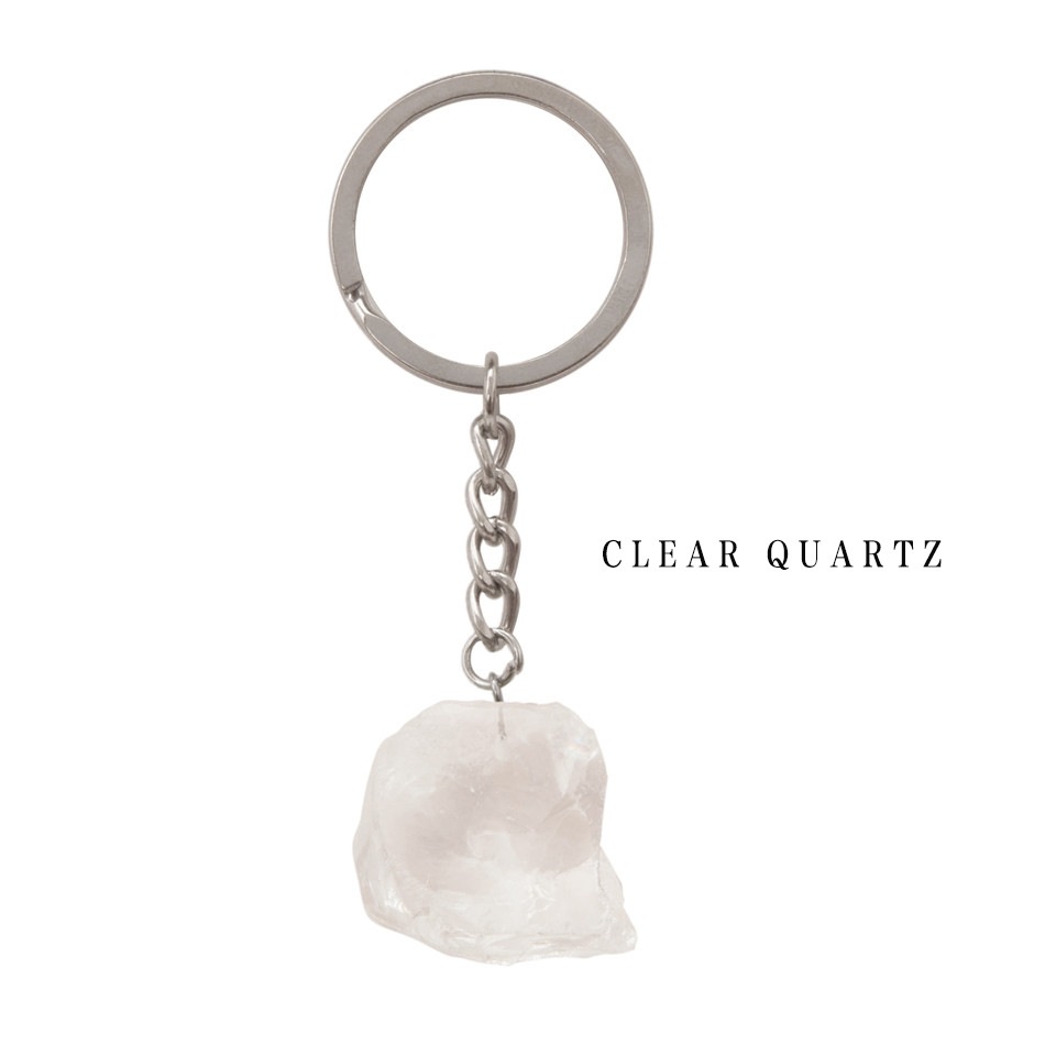 Natural Raw Stone Fluorite Amethyst Key Rings Keychains Car Decor Key Chain Keyholder