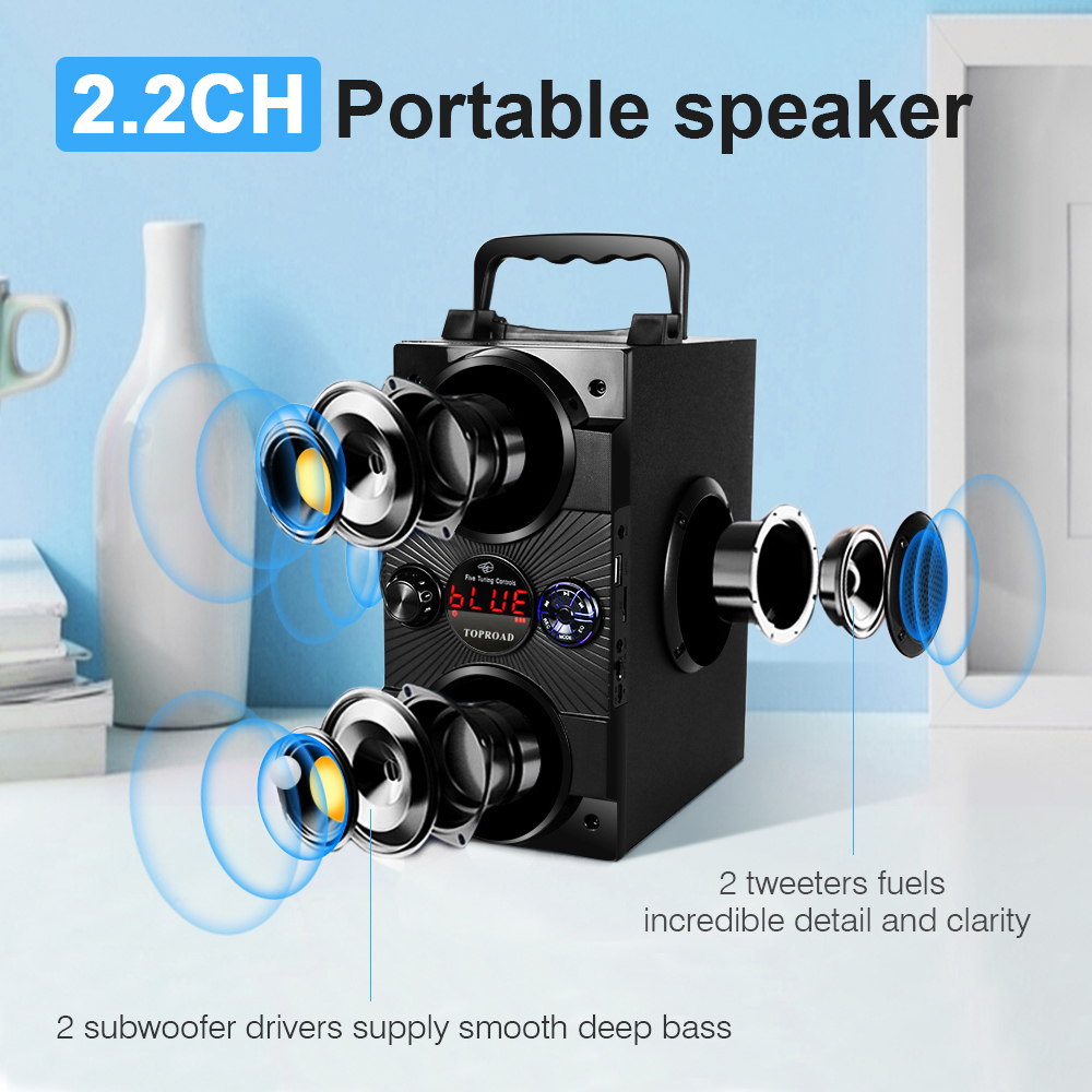 Portable Bluetooth Speaker 30W Big Power Boombox Bass Wireless Speakers Subwoofer Support Remote Control FM MIC AUX USB