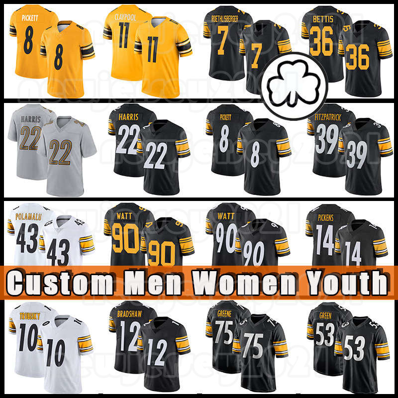 22 Najee Harris 90 T.J. Watt Football Jerseys Kenny Pickett Chase Claypool Pat Freiermuth Minkah Fitzpatrick Pittsburgh Steelers Myles Jack Ben Roethlisberger, Custom men +patch(g r)
22 Najee Harris 90 T.J. Watt Football Jerseys Kenny Pickett Chase Claypool Pat Freiermuth Minkah Fitzpatrick Pittsburgh Steelers Myles Jack Ben Roethlisberger, Custom men +patch(g r)