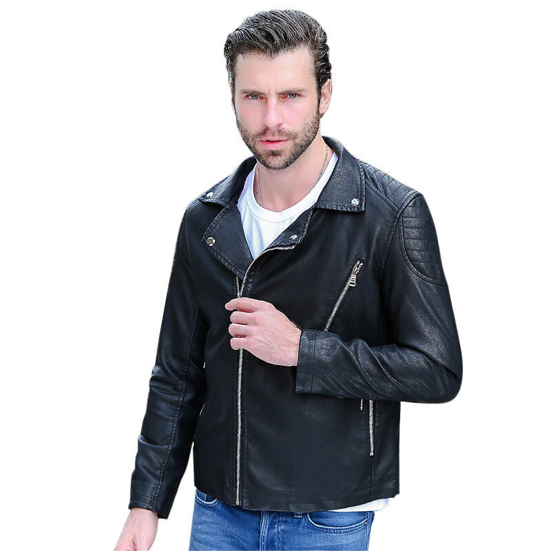 Men's Leather Faux zipper Jackets Men Fashion Casual Man Slim Motorcycle PU Mens Plush Moto man 220905
