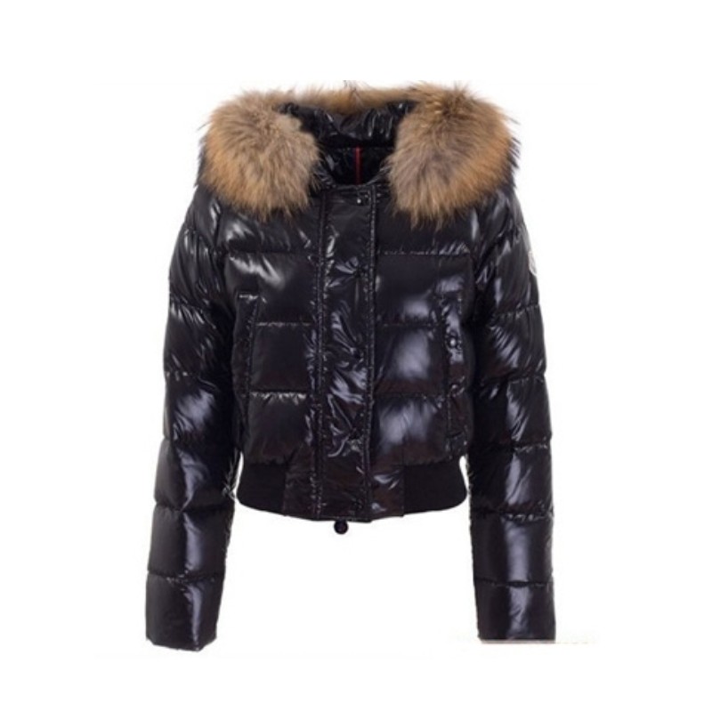 Women's Black Puffer Down Jacket Fur Hood Warm Winter Coat With Pockets - view 3
