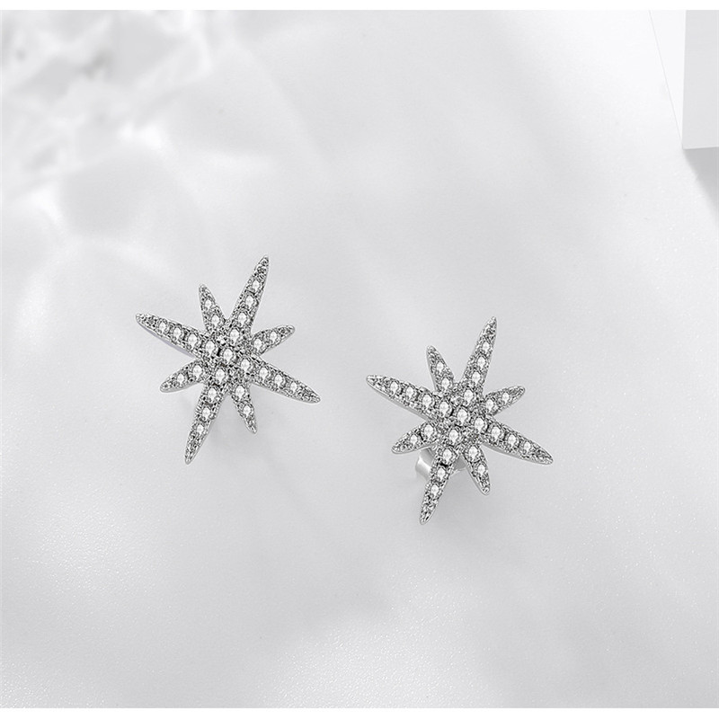 Meter Character Stud Earrings: Sterg Sier, White Sapphire CZ Dias