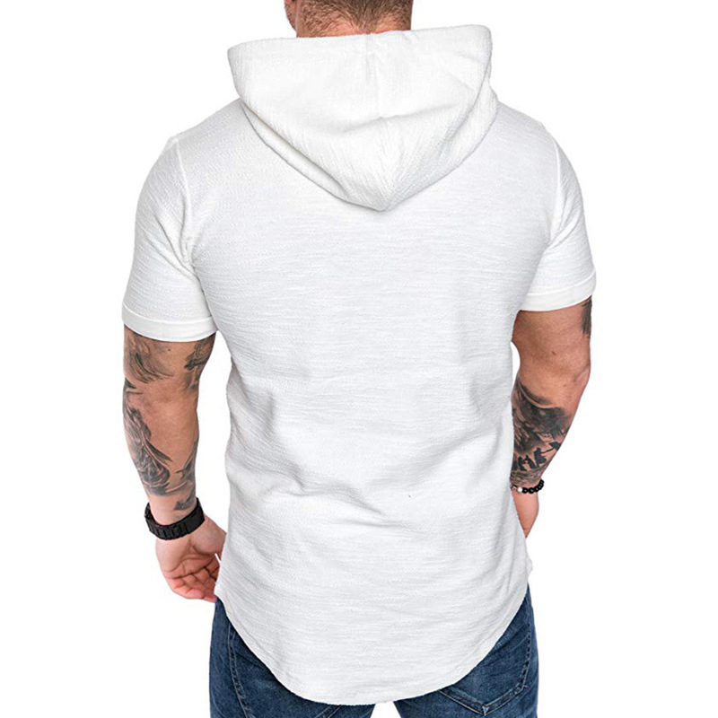 Men's Hoodie Fashion 2024 Summer Casual Sweatshirt Solid color short sleeved hoodie 240726