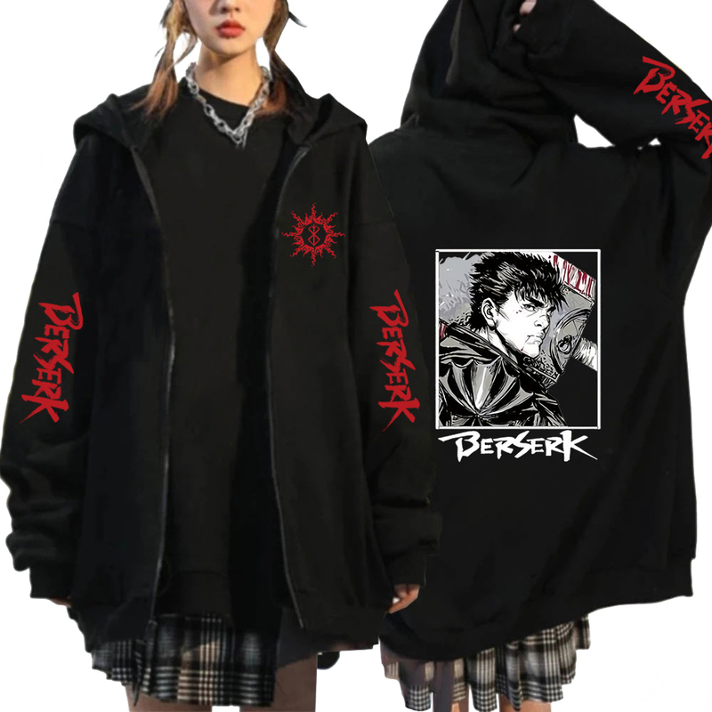 Men's Hoodies Sweatshirts Autumn Winter Zip Coat Hoodie Fashion Sweatshirt Harajuku Anime Berserk Cool Loog Sleeve Men Women Jackets Clothes Hara