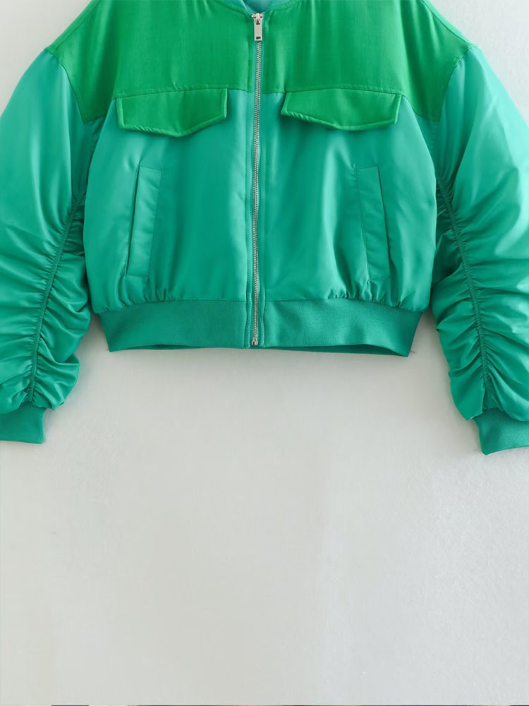 Womens Down Parkas Women Autumn Fashion Contrast Jacket Padded Coat Vintage Long Sleeve Pockets Female Outerwear Chic Tops 220902