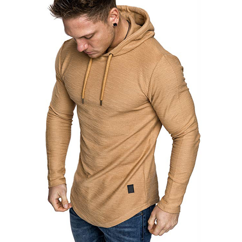 Men's T Shirts Men's casual fashion solid color long-sleeved T-shirt with Hood Summer casual sports long-sleeved T-shirt 220905