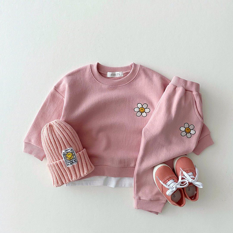 Clothing Sets Embroidery Daisy SweatshirtPants 2 Pcs Suit Boys Tracksuit Toddler Girl Clothes Set Children Boutique Outfits Kids Sports Wear 220905