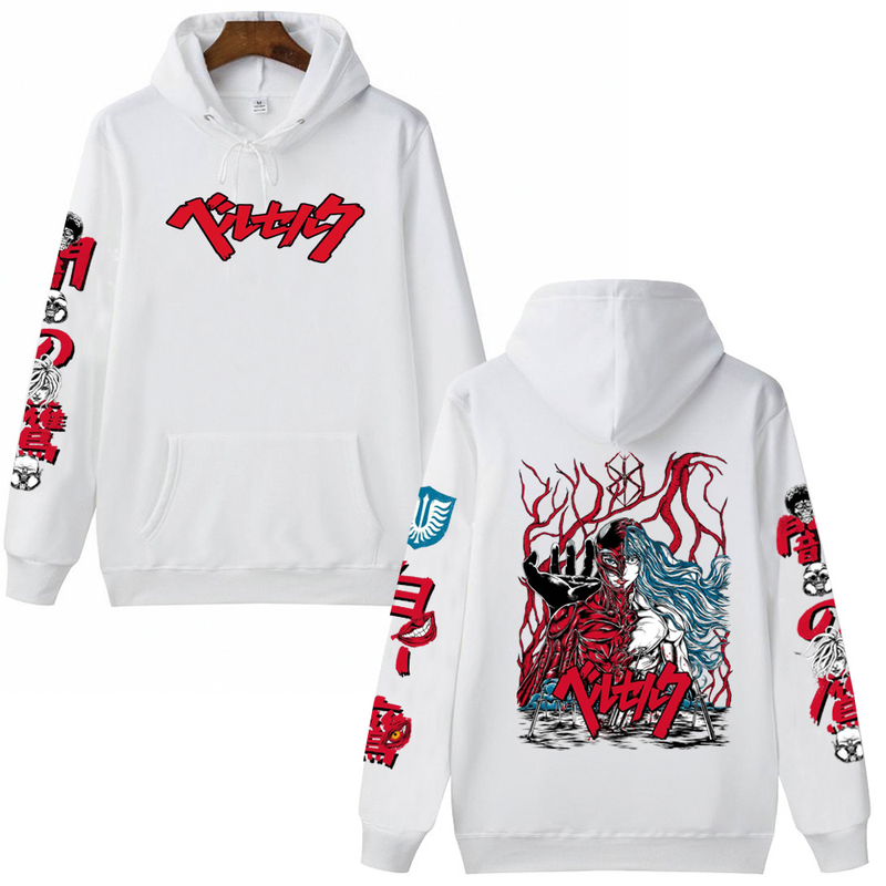 Mens Hoodies Sweatshirts Anime Hoodie Berserk Hip Hop Long Sleeve Casual Loose Print Anime Unisex 220905