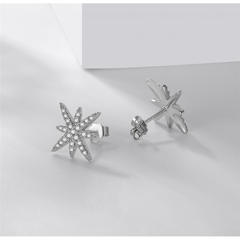 Meter Character Stud Earrings: Sterg Sier, White Sapphire CZ Dias