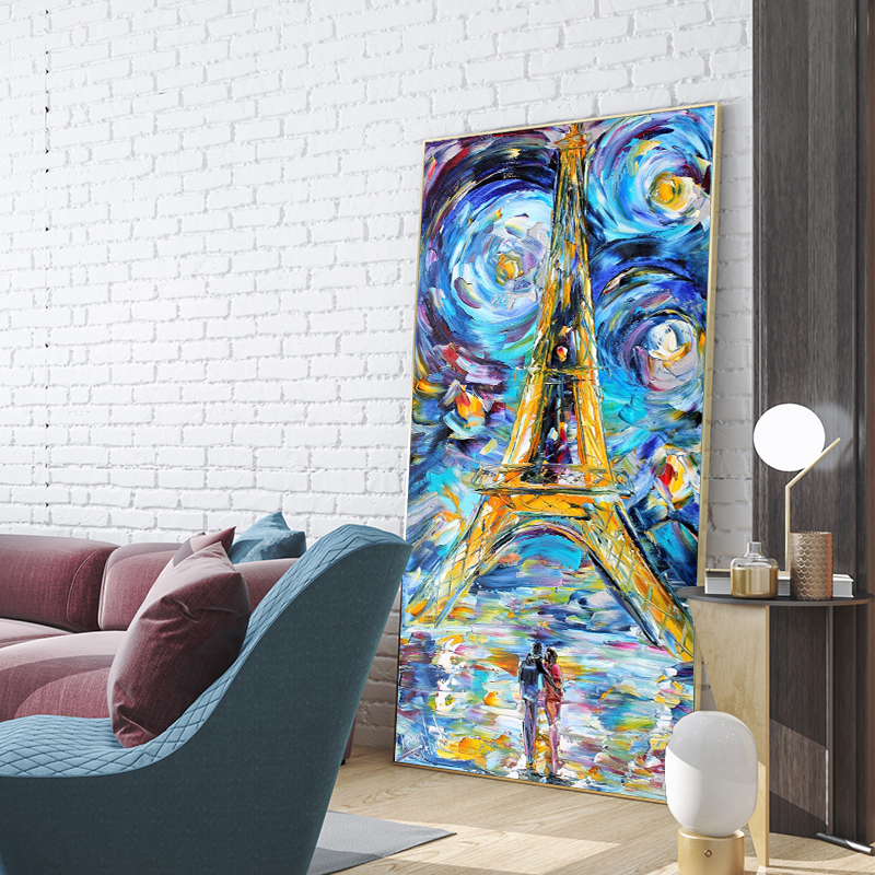 Canvas Painting Tower Of Paris Van Gogh Starry Night Oil on Art Cuadro Posters Nordic Wall Picture for Living Room