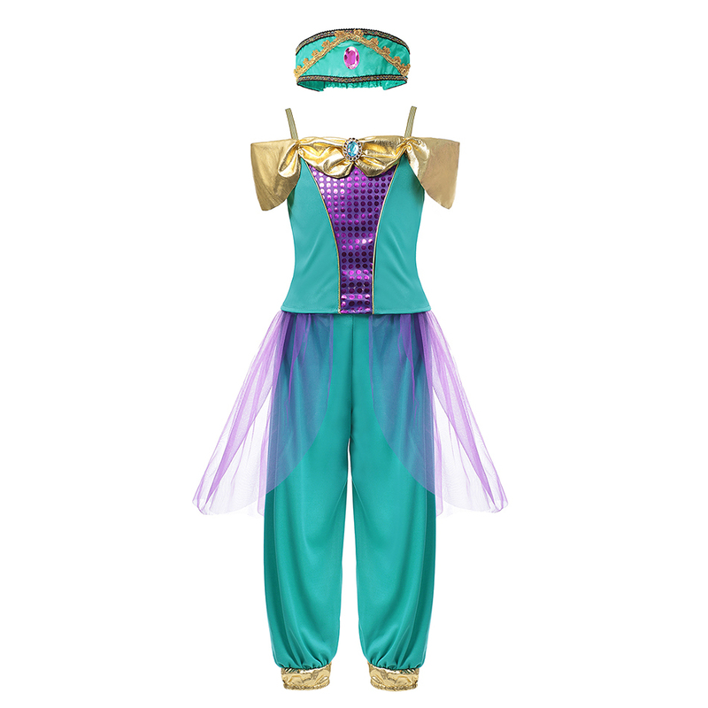 Girl's Dresses Jasmine Dress UP Aladdin Princess Girl Fancy Costume for Kids Baby Halloween Cosplay Party Clothing Birthday Gift 220905