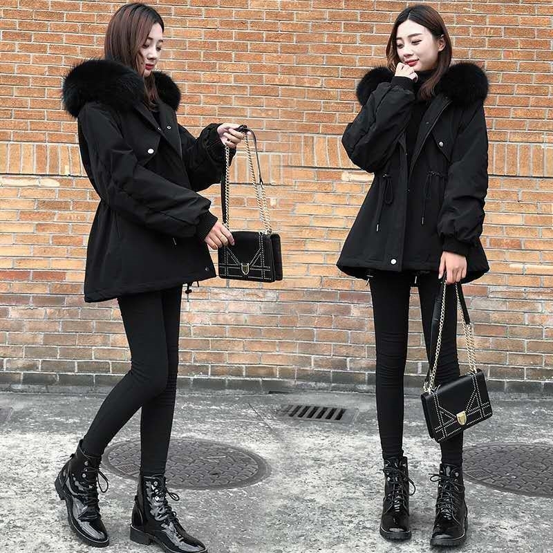 Womens Down Parkas Warm Winter Coat Hooded Short Zip Thicken Puffer Jacket Quilted Parka With Fur Trimmed Hood Autumn 220902