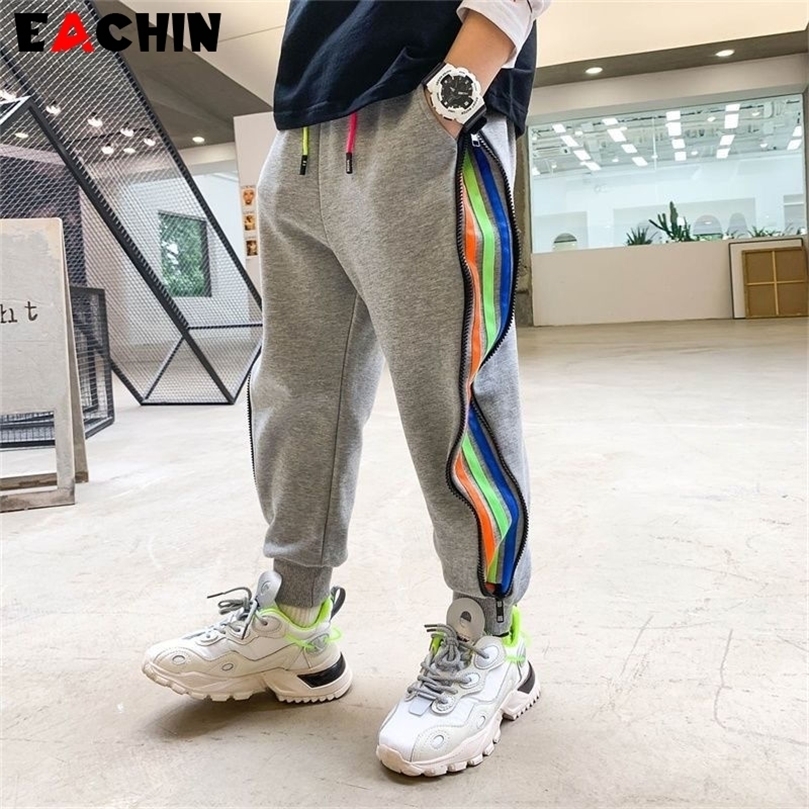 Trousers EACHIN Boys Pants Fashion Striped Trend Sport Casual Pants Spring Fall Teenage Cotton Sweatpants Boy Harem Pants Kids Bottoms 220905