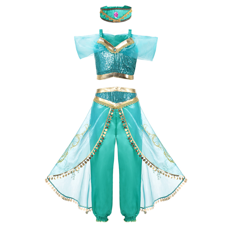 Girl's Dresses Jasmine Dress UP Aladdin Princess Girl Fancy Costume for Kids Baby Halloween Cosplay Party Clothing Birthday Gift 220905