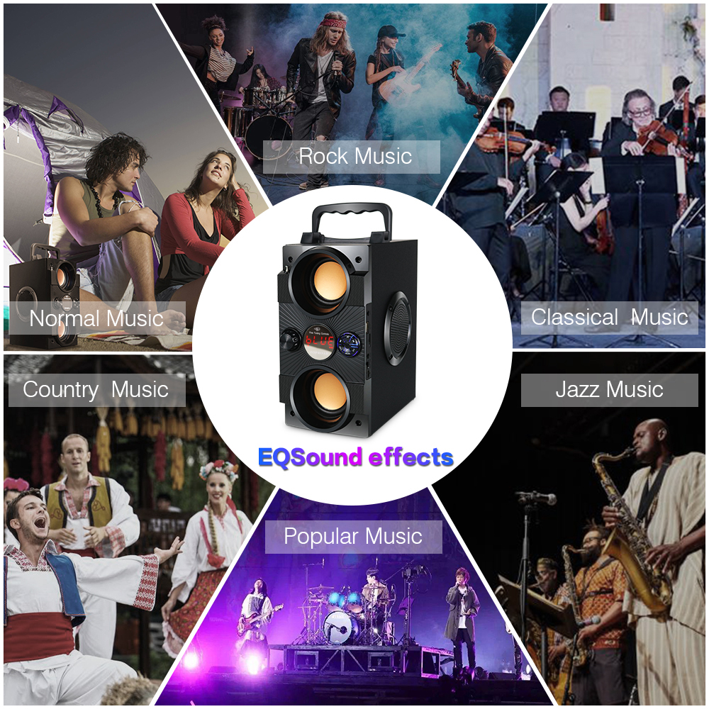 Portable Bluetooth Speaker 30W Big Power Boombox Bass Wireless Speakers Subwoofer Support Remote Control FM MIC AUX USB