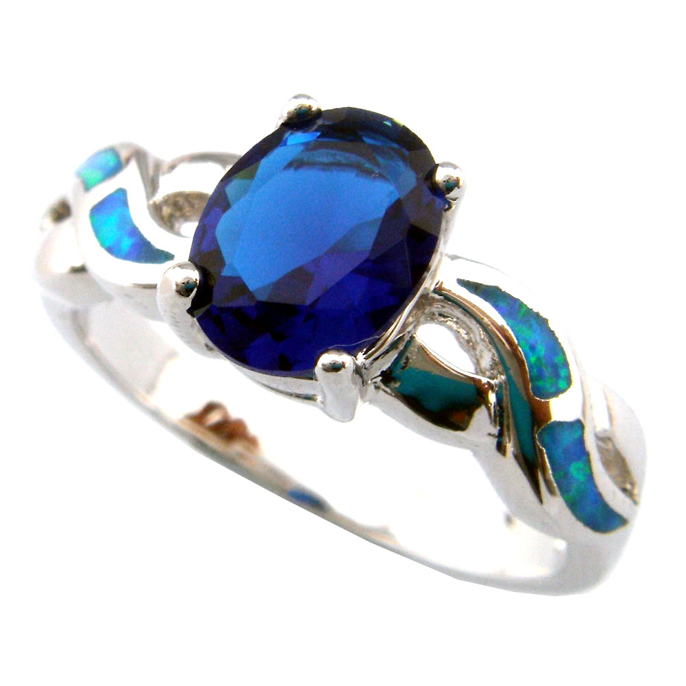 opal jewelry with cz stone;fashion opal rings silver rings OR067A-4
