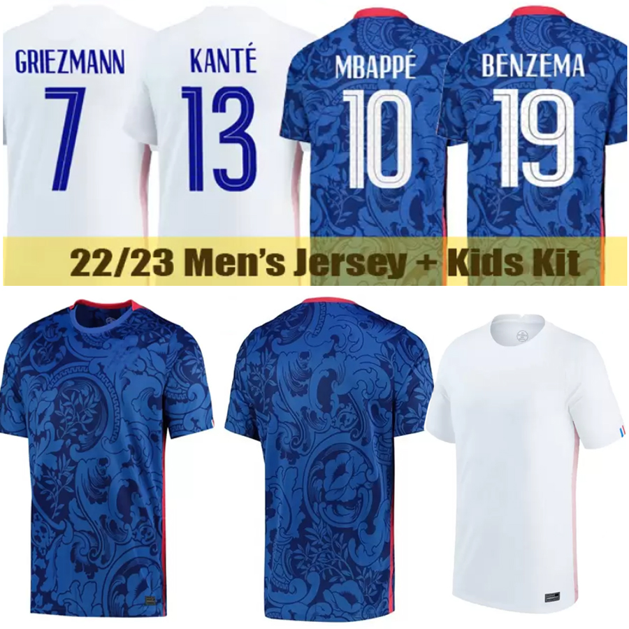 22 23 France Soccer Jerseys BENZEMA Maillots de football shirts 2022 2023 MBAPPE GRIEZMANN POGBA World Cup national team Francia Men Kids kit set KANTE GIROUD DEMBELE, 2022 2023 white away kit with socks
22 23 France Soccer Jerseys BENZEMA Maillots de football shirts 2022 2023 MBAPPE GRIEZMANN POGBA World Cup national team Francia Men Kids kit set KANTE GIROUD DEMBELE, 2022 2023 white away kit with socks