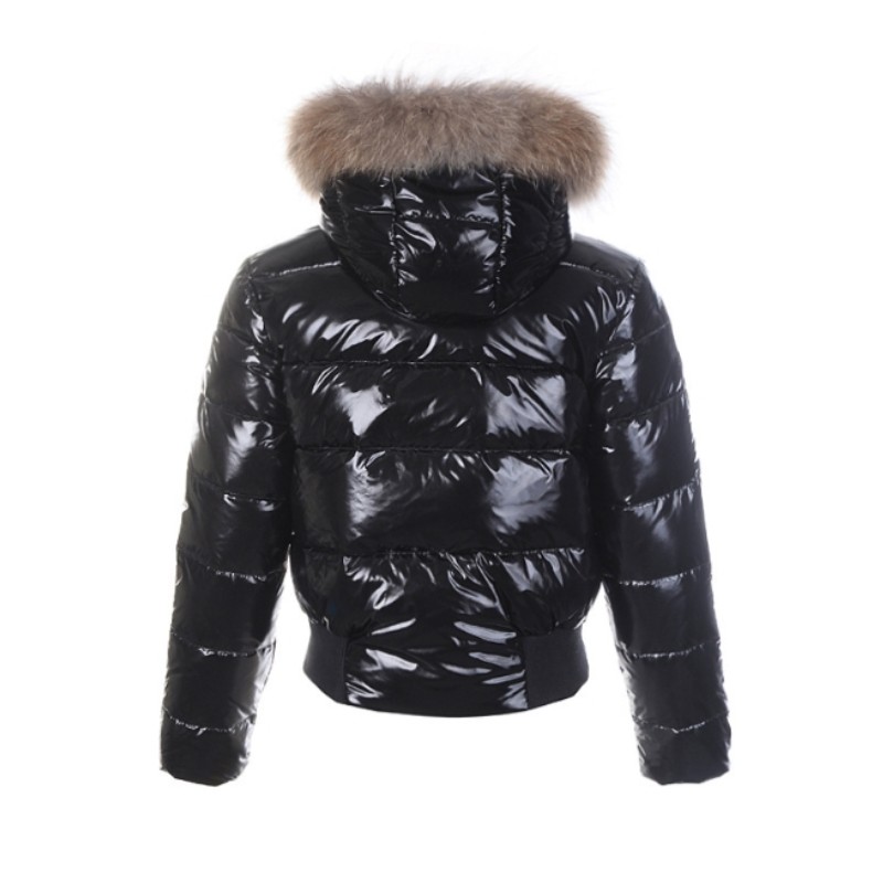 Women's Black Puffer Down Jacket Fur Hood Warm Winter Coat With Pockets - view 4