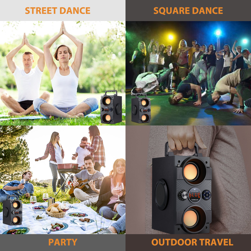 Portable Bluetooth Speaker 30W Big Power Boombox Bass Wireless Speakers Subwoofer Support Remote Control FM MIC AUX USB