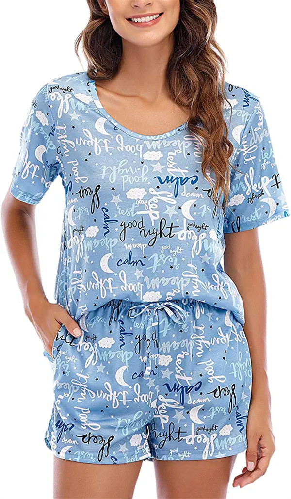 Nobemall Womens Home Clothing Pajamas Set Shorts Soft Sleeve Sleepwear Pjs with Pockets-Blue
Nobemall Womens Home Clothing Pajamas Set Shorts Soft Sleeve Sleepwear Pjs with Pockets-Blue