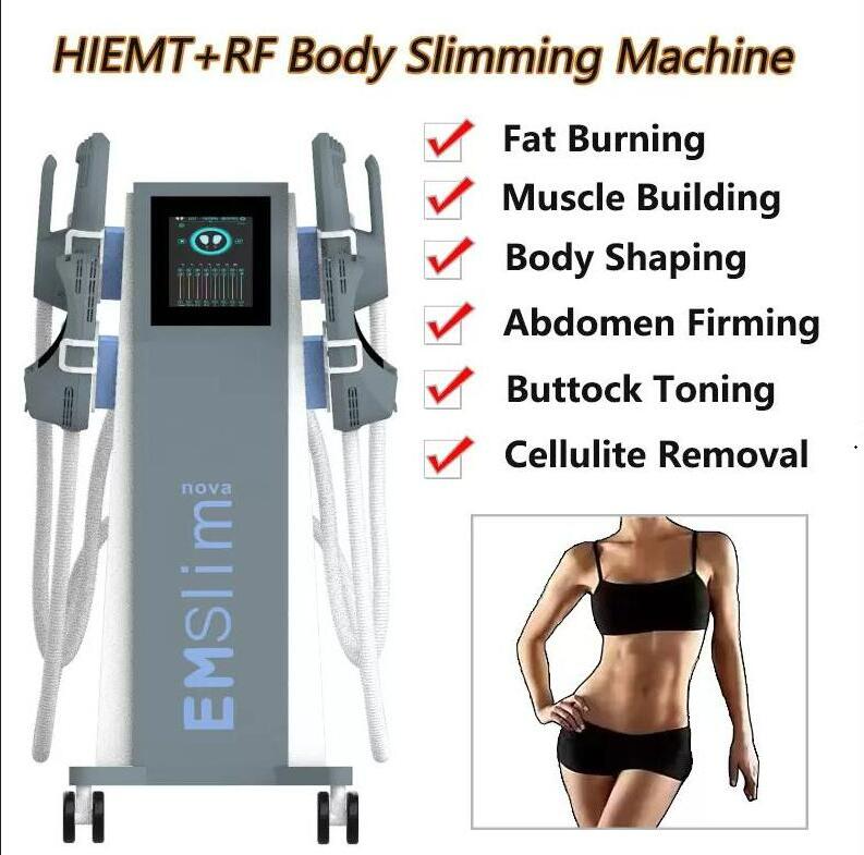 Spa use 4 handles slimming RF With seat Emslim muscle building machine electromagnetic Muscle Stimulator burn fat removal body sculpt shape weight los